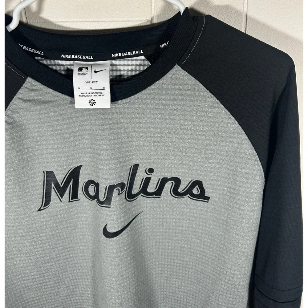 Nike Miami Marlins Authentic Collection Dri-FIT Baseball Top Mens M Gray